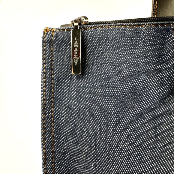 Lamarthe Paris Handbag Blue Denim Leather Shoulder Bag Purse Made In Italy - Picture 2 of 15